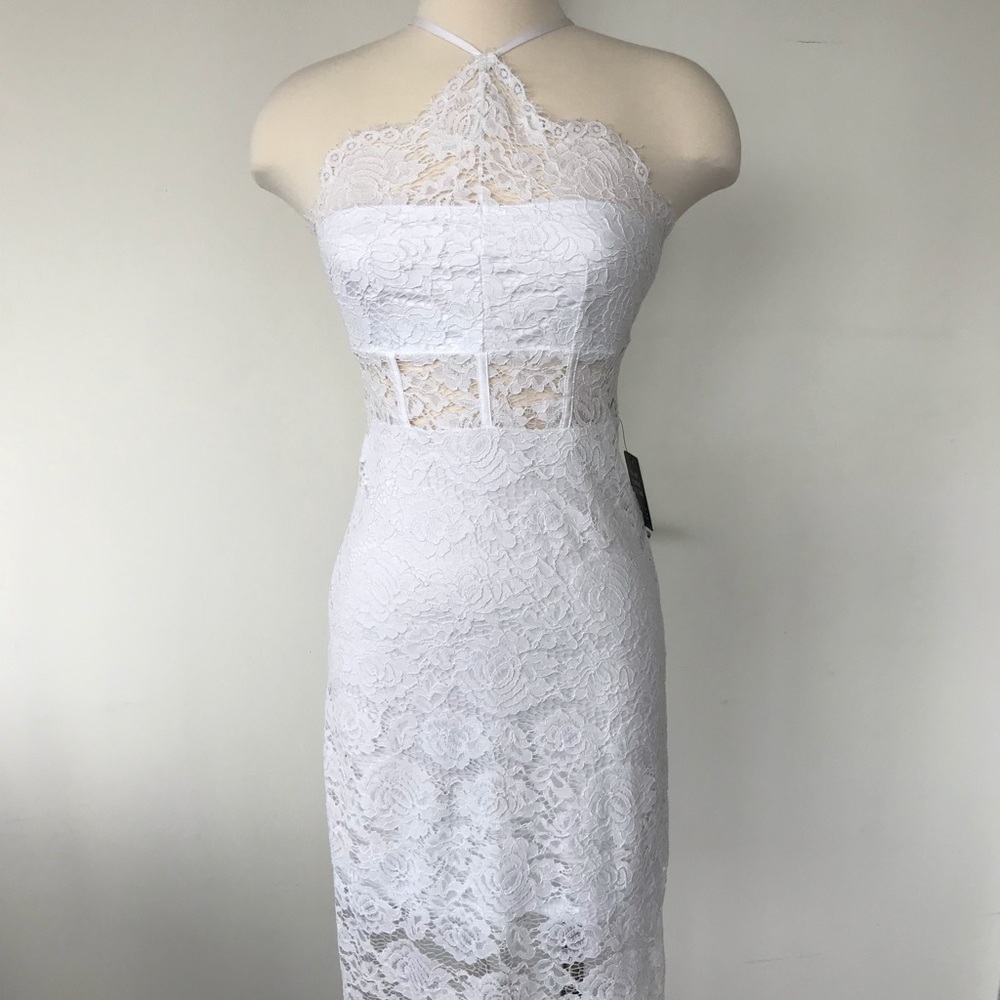 THE LIMITED. White Lace Halter Dress
